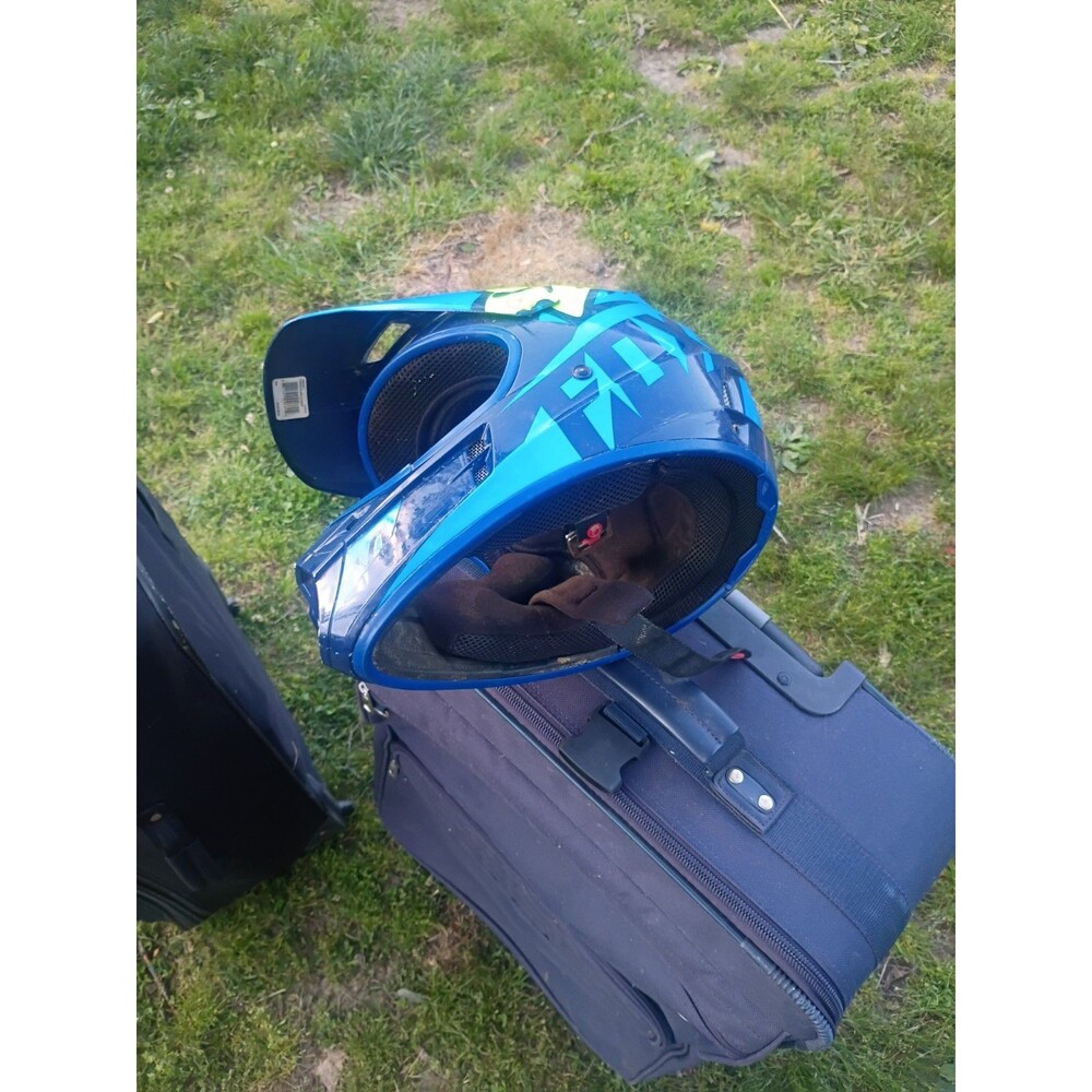 Fox V1 Race Helmet S/Small Blue Yellow MX ATV Off Road Dirt Bike Extreme Sports - Picture 11 of 13